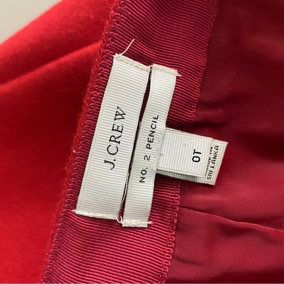 J Crew 100% Wool No. 2 Pencil Skirt 0T Tall Red 15248 - Picture 3 of 5